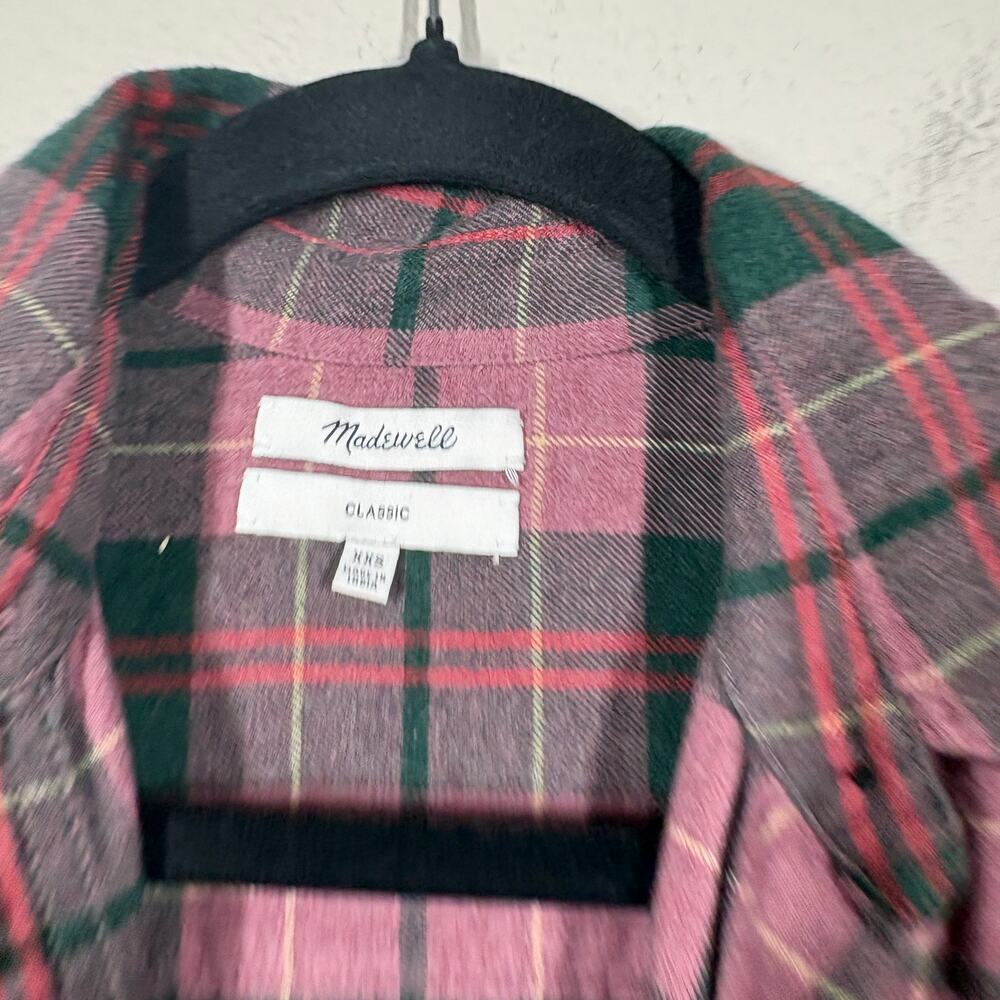 Madewell Womens Size XXS Classic Fit Flannel Button Up Shirt Purple Plaid Cotton - Picture 7 of 8